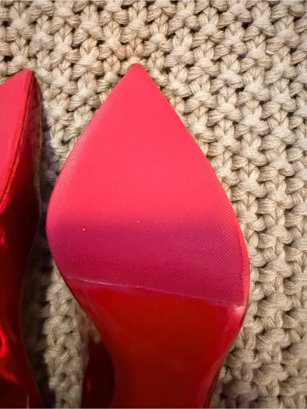 Christian Louboutin Kate 100 Patent Pointed-Toe Pumps Metallic Red - NEVER WORN - Picture 10 of 11